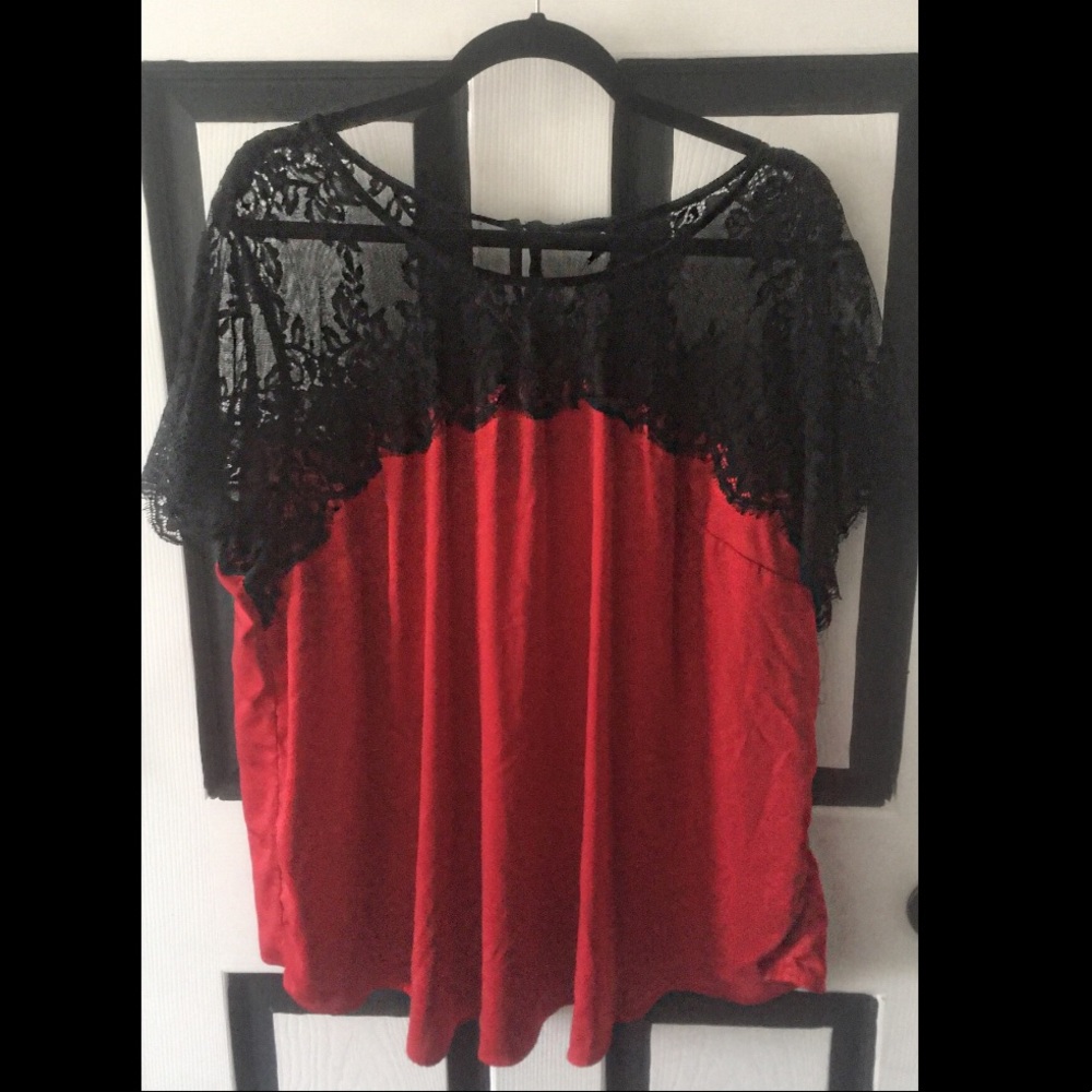Torrid Black Lace Red Top